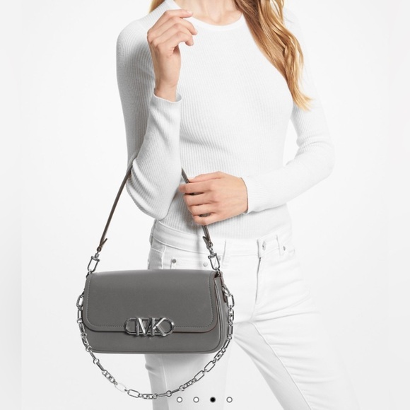 MICHAEL MICHAEL KORS Parker Heather Grey Convertible Pouchette Shoulder Bag, NWT - Picture 2 of 16